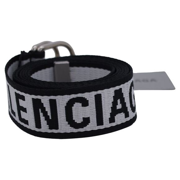 Balenciaga D Ring Logo Belt in Black and White Polyester - Picture 1 of 12